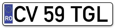 Placuta inmatriculare numar auto  CV-59-TGL, CV 59 TGL, CV59TGL