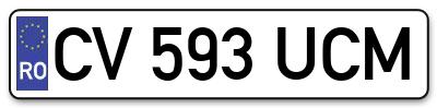 Placuta inmatriculare numar auto  CV-593-UCM, CV 593 UCM, CV593UCM