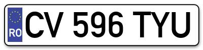 Placuta inmatriculare numar auto  CV-596-TYU, CV 596 TYU, CV596TYU