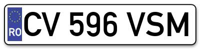 Placuta inmatriculare numar auto  CV-596-VSM, CV 596 VSM, CV596VSM