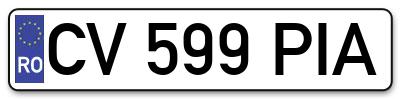 Placuta inmatriculare numar auto  CV-599-PIA, CV 599 PIA, CV599PIA