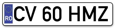 Placuta inmatriculare numar auto  CV-60-HMZ, CV 60 HMZ, CV60HMZ