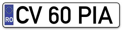 Placuta inmatriculare numar auto  CV-60-PIA, CV 60 PIA, CV60PIA