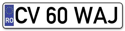 Placuta inmatriculare numar auto  CV-60-WAJ, CV 60 WAJ, CV60WAJ