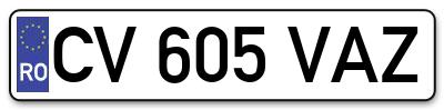 Placuta inmatriculare numar auto  CV-605-VAZ, CV 605 VAZ, CV605VAZ