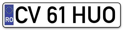 Placuta inmatriculare numar auto  CV-61-HUO, CV 61 HUO, CV61HUO