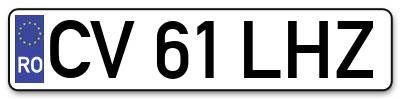 Placuta inmatriculare numar auto  CV-61-LHZ, CV 61 LHZ, CV61LHZ