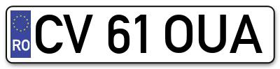 Placuta inmatriculare numar auto  CV-61-OUA, CV 61 OUA, CV61OUA