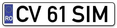 Placuta inmatriculare numar auto  CV-61-SIM, CV 61 SIM, CV61SIM