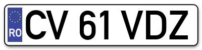 Placuta inmatriculare numar auto  CV-61-VDZ, CV 61 VDZ, CV61VDZ
