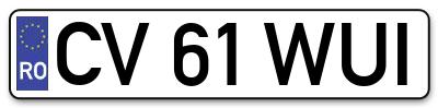 Placuta inmatriculare numar auto  CV-61-WUI, CV 61 WUI, CV61WUI