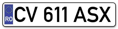 Placuta inmatriculare numar auto  CV-611-ASX, CV 611 ASX, CV611ASX