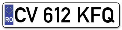 Placuta inmatriculare numar auto  CV-612-KFQ, CV 612 KFQ, CV612KFQ