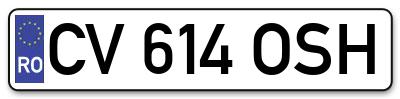 Placuta inmatriculare numar auto  CV-614-OSH, CV 614 OSH, CV614OSH