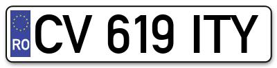 Placuta inmatriculare numar auto  CV-619-ITY, CV 619 ITY, CV619ITY