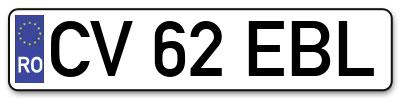 Placuta inmatriculare numar auto  CV-62-EBL, CV 62 EBL, CV62EBL