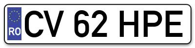 Placuta inmatriculare numar auto  CV-62-HPE, CV 62 HPE, CV62HPE