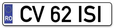 Placuta inmatriculare numar auto  CV-62-ISI, CV 62 ISI, CV62ISI