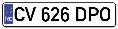 Placuta inmatriculare numar auto  CV-626-DPO, CV 626 DPO, CV626DPO