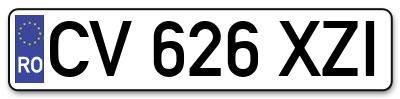 Placuta inmatriculare numar auto  CV-626-XZI, CV 626 XZI, CV626XZI