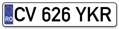 Placuta inmatriculare numar auto  CV-626-YKR, CV 626 YKR, CV626YKR