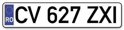 Placuta inmatriculare numar auto  CV-627-ZXI, CV 627 ZXI, CV627ZXI
