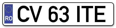 Placuta inmatriculare numar auto  CV-63-ITE, CV 63 ITE, CV63ITE