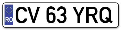 Placuta inmatriculare numar auto  CV-63-YRQ, CV 63 YRQ, CV63YRQ
