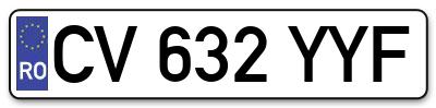 Placuta inmatriculare numar auto  CV-632-YYF, CV 632 YYF, CV632YYF