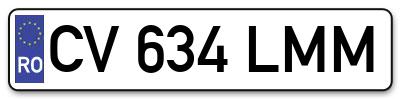 Placuta inmatriculare numar auto  CV-634-LMM, CV 634 LMM, CV634LMM