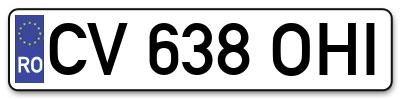 Placuta inmatriculare numar auto  CV-638-OHI, CV 638 OHI, CV638OHI