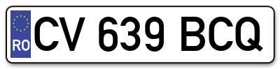 Placuta inmatriculare numar auto  CV-639-BCQ, CV 639 BCQ, CV639BCQ