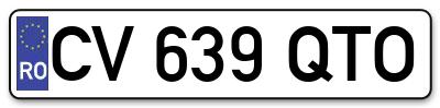 Placuta inmatriculare numar auto  CV-639-QTO, CV 639 QTO, CV639QTO