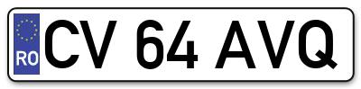 Placuta inmatriculare numar auto  CV-64-AVQ, CV 64 AVQ, CV64AVQ