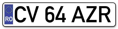Placuta inmatriculare numar auto  CV-64-AZR, CV 64 AZR, CV64AZR