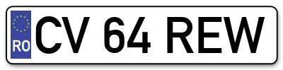 Placuta inmatriculare numar auto  CV-64-REW, CV 64 REW, CV64REW