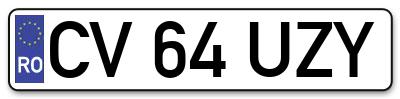 Placuta inmatriculare numar auto  CV-64-UZY, CV 64 UZY, CV64UZY