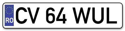 Placuta inmatriculare numar auto  CV-64-WUL, CV 64 WUL, CV64WUL