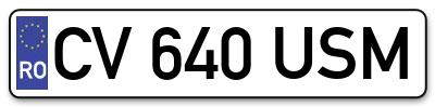Placuta inmatriculare numar auto  CV-640-USM, CV 640 USM, CV640USM