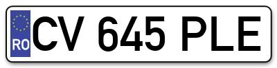 Placuta inmatriculare numar auto  CV-645-PLE, CV 645 PLE, CV645PLE