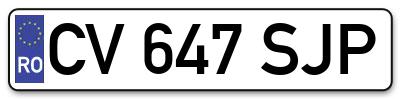 Placuta inmatriculare numar auto  CV-647-SJP, CV 647 SJP, CV647SJP