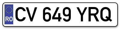 Placuta inmatriculare numar auto  CV-649-YRQ, CV 649 YRQ, CV649YRQ