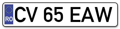 Placuta inmatriculare numar auto  CV-65-EAW, CV 65 EAW, CV65EAW