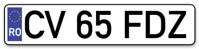 Placuta inmatriculare numar auto  CV-65-FDZ, CV 65 FDZ, CV65FDZ
