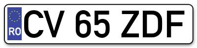 Placuta inmatriculare numar auto  CV-65-ZDF, CV 65 ZDF, CV65ZDF