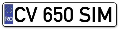 Placuta inmatriculare numar auto  CV-650-SIM, CV 650 SIM, CV650SIM