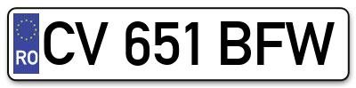Placuta inmatriculare numar auto  CV-651-BFW, CV 651 BFW, CV651BFW
