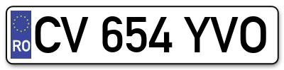 Placuta inmatriculare numar auto  CV-654-YVO, CV 654 YVO, CV654YVO