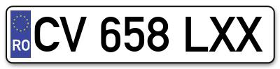 Placuta inmatriculare numar auto  CV-658-LXX, CV 658 LXX, CV658LXX