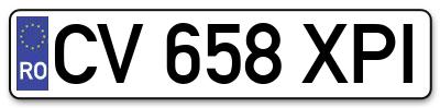 Placuta inmatriculare numar auto  CV-658-XPI, CV 658 XPI, CV658XPI